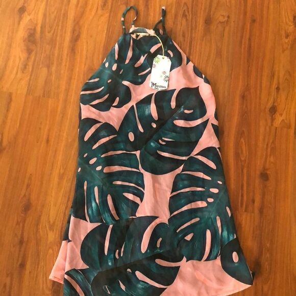 NWT Show me your MuMu ￼Palms away Chiffon leaf print dress size M - Picture 1 of 6
